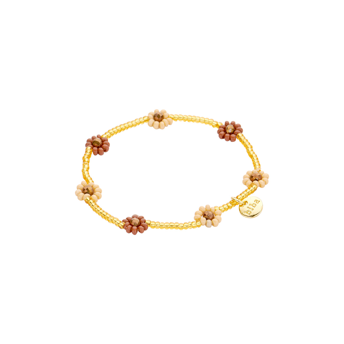 Armband Biba blommor brun/beige