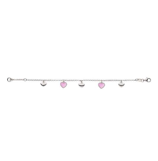 Bracelet pour enfants : Bracelet en argent avec cœurs roses/argentés