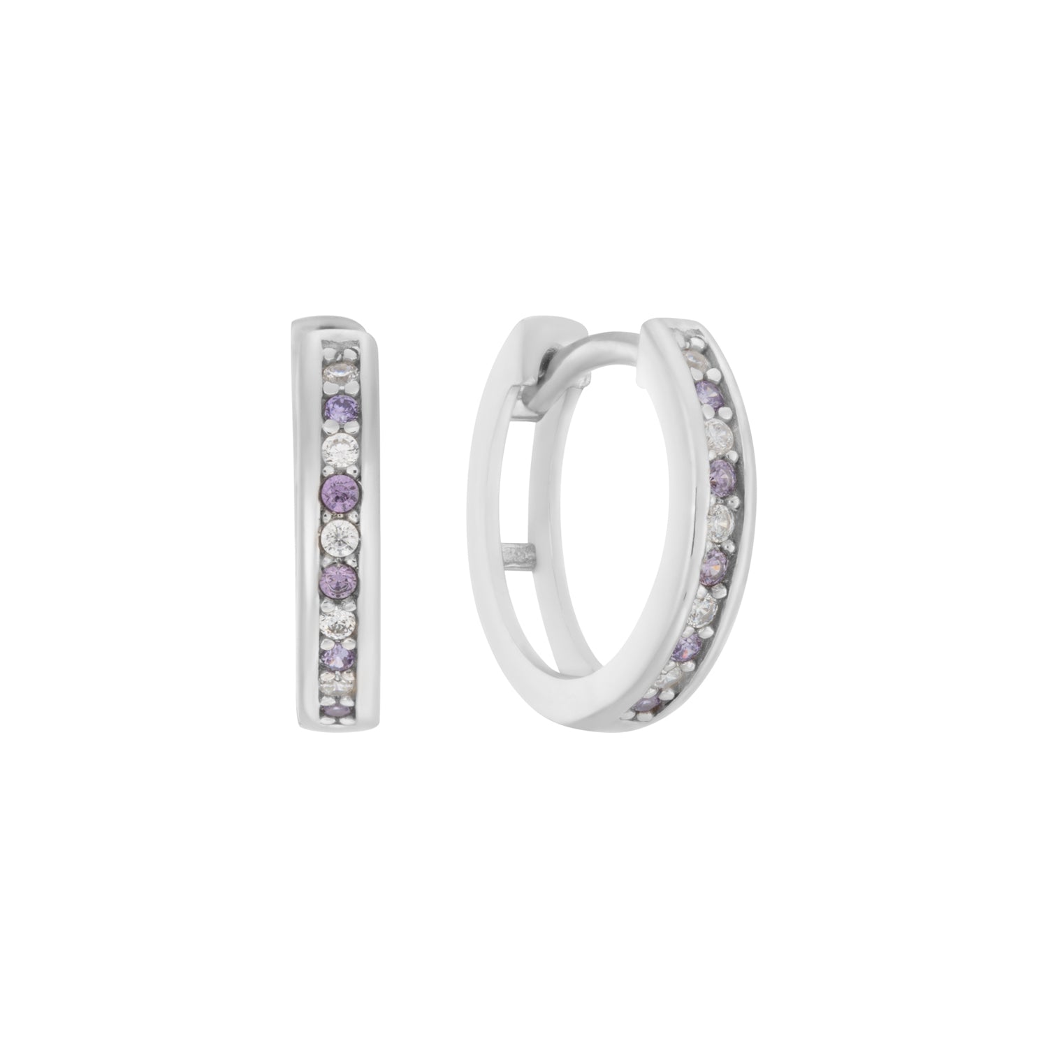 Pendientes infantiles de plata: Morado/blanco (criollos)