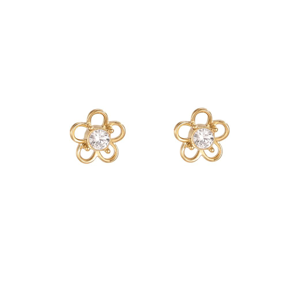 Chirurgisch stalen kinderoorbellen: Petal Love (gold)