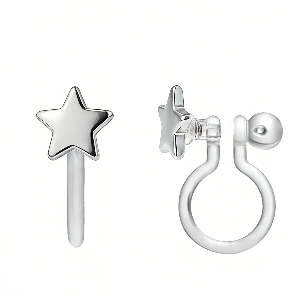Clip-Ohrringe: Silberne Sterne (Clip-on)