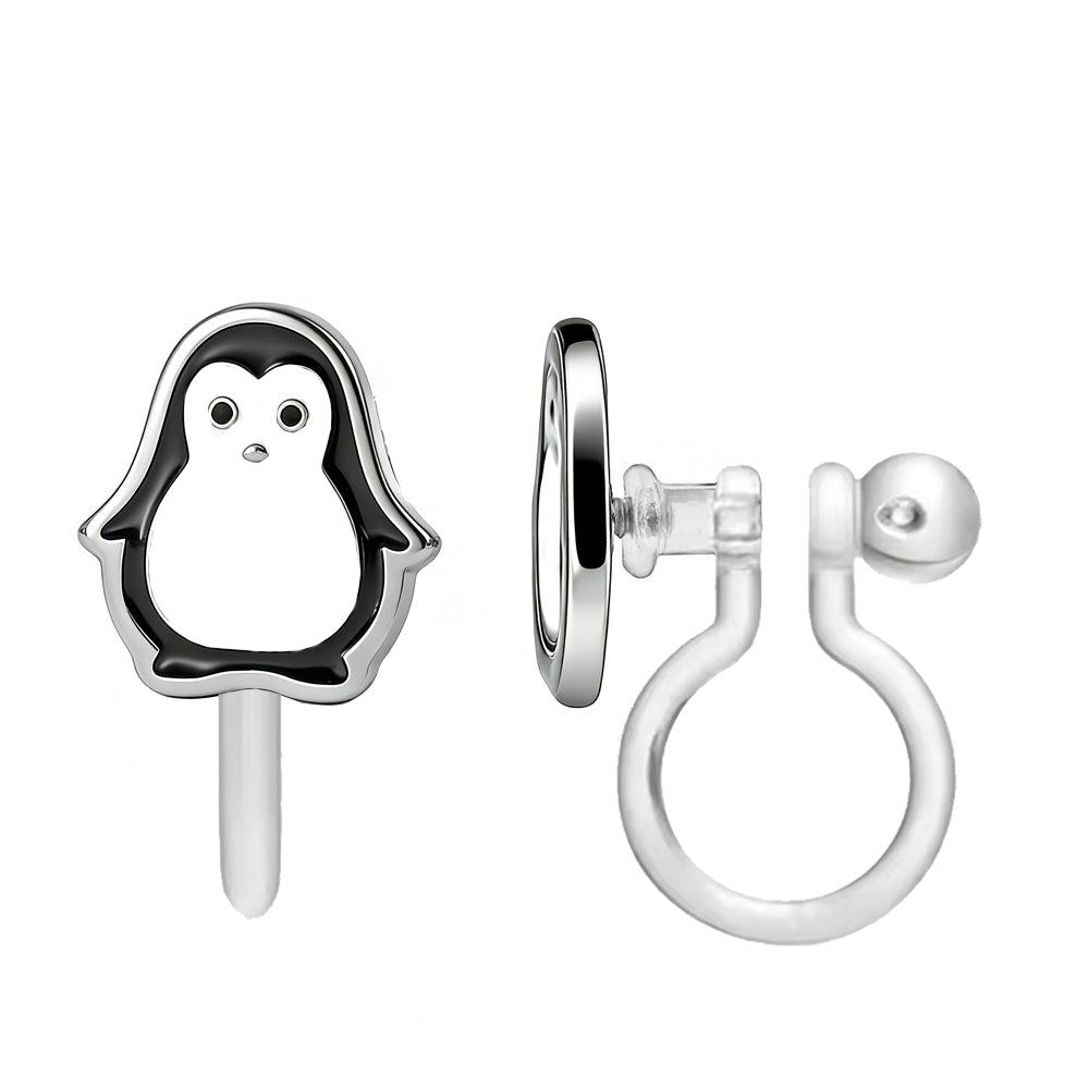 Ansteckbare Ohrringe: Pinguin (anklippbar)