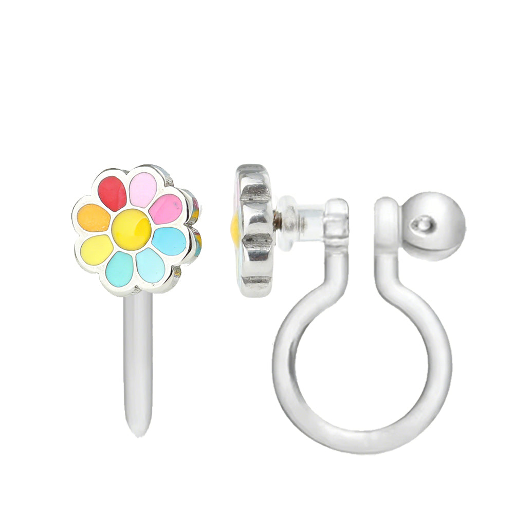 Ohrringe zum Anstecken: Bunte Blumen (zum Anstecken)