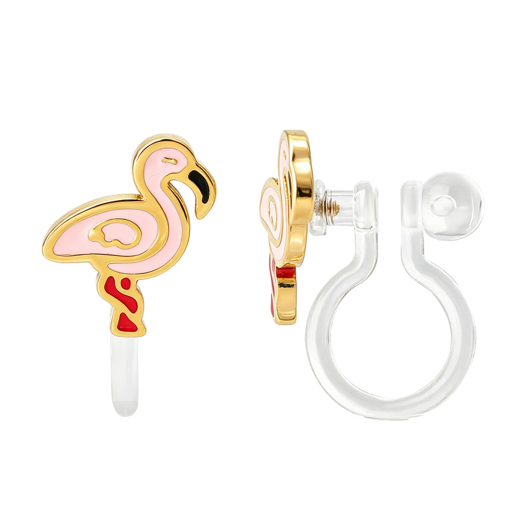 Ohrclips: Flamingos (Clip-On) in Gold