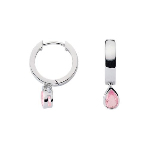 Pendientes infantiles de plata: Cristal rosa (Creoles)