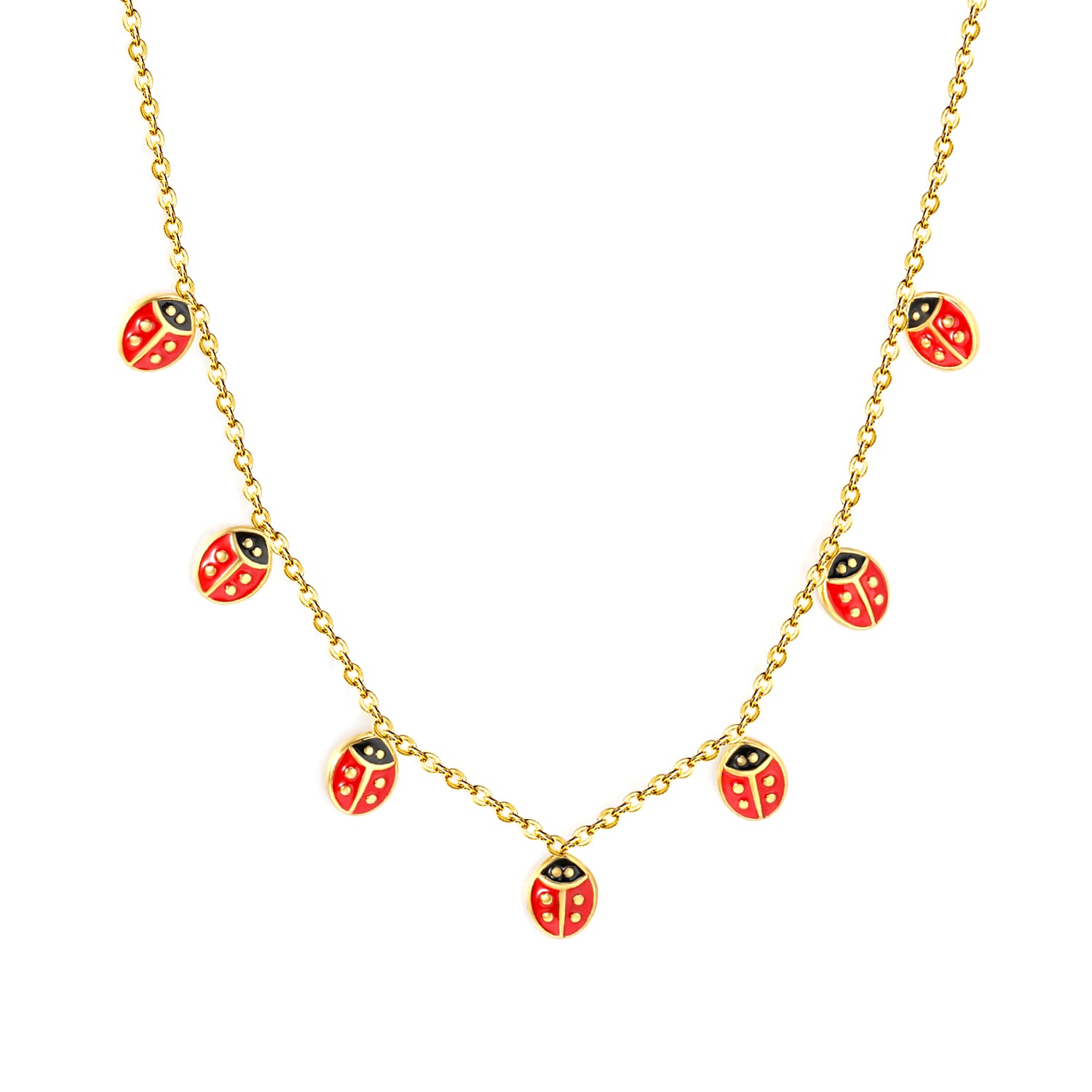 Collier pour enfants en acier chirurgical : Coccinelles