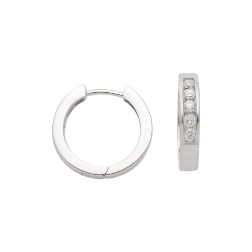 Pendientes infantiles de plata: Creoles con piedras claras (creoles 14mm)