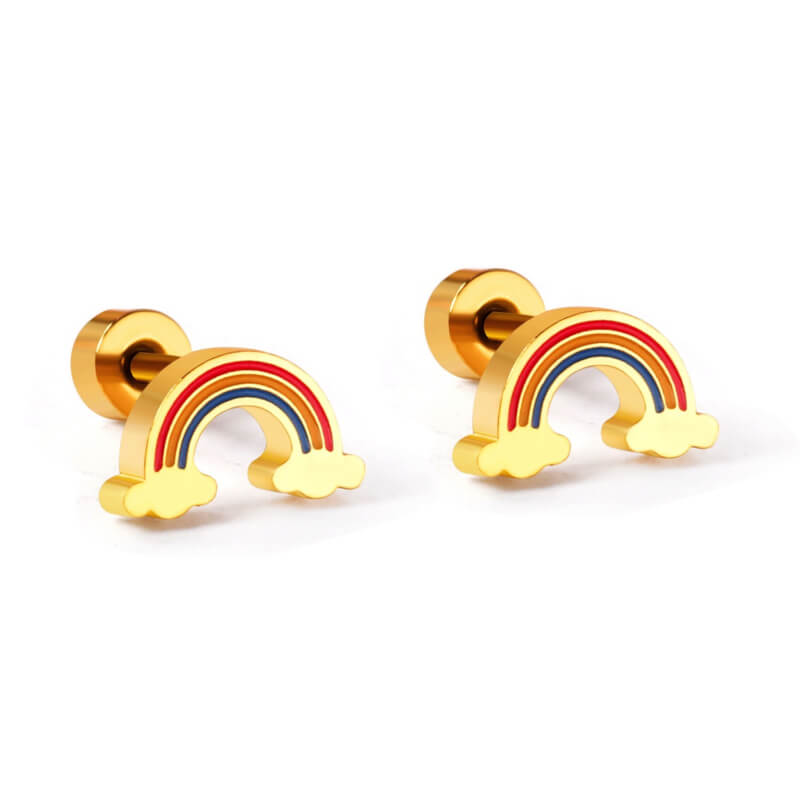 Hypoallergene kinderoorbellen: Regenboog met druksluiting
