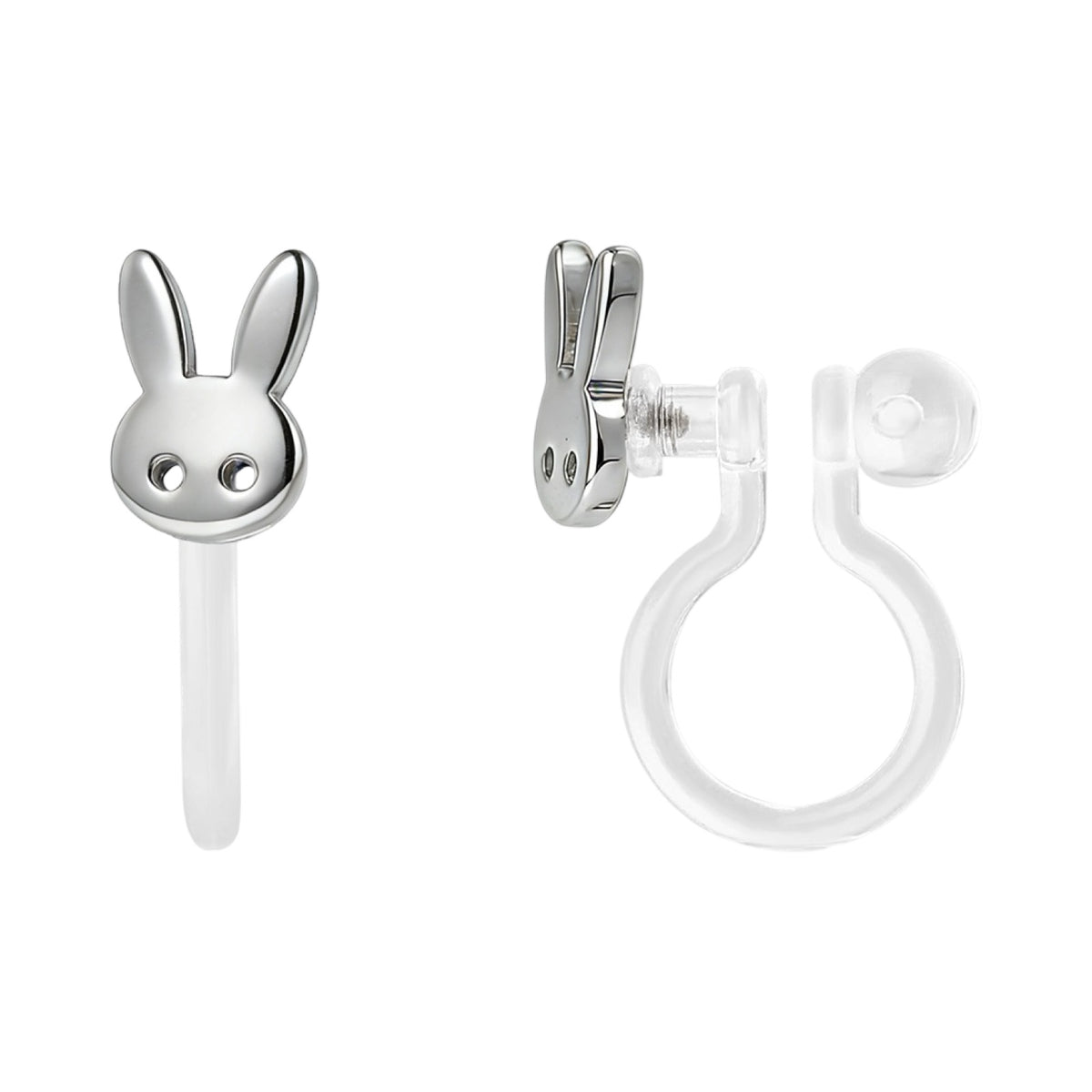 Clip earrings: Silver bunnies (clip-on)