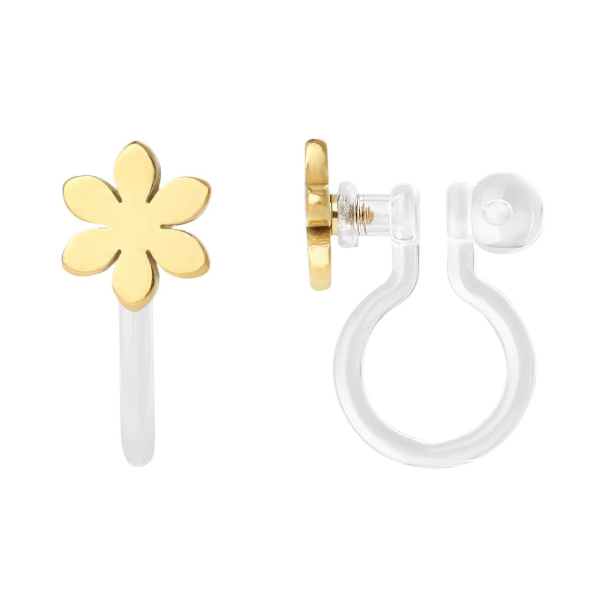 Clipoorbellen: Gouden bloemetjes (clip-on)