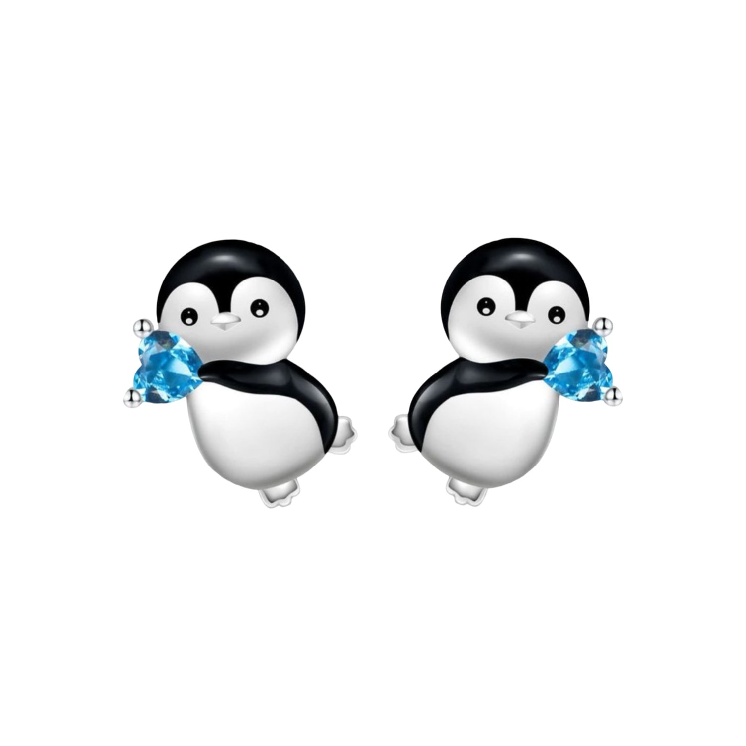 Pendientes infantiles de plata: Pingüino