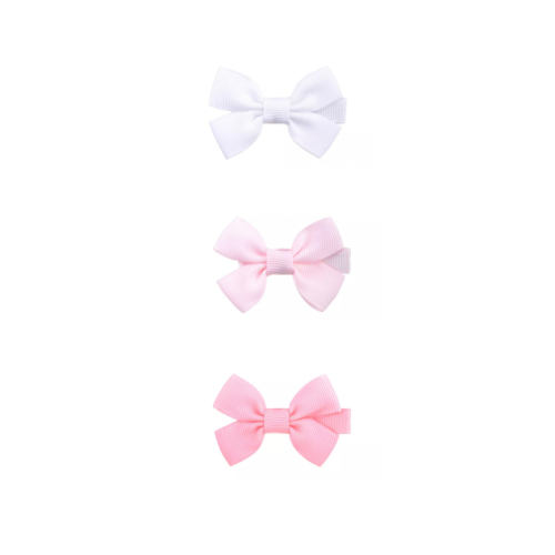 Épingles à cheveux : 3 nœuds blanc/rose