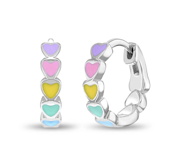 Pendientes infantiles de plata: Criollos con corazones (grandes)