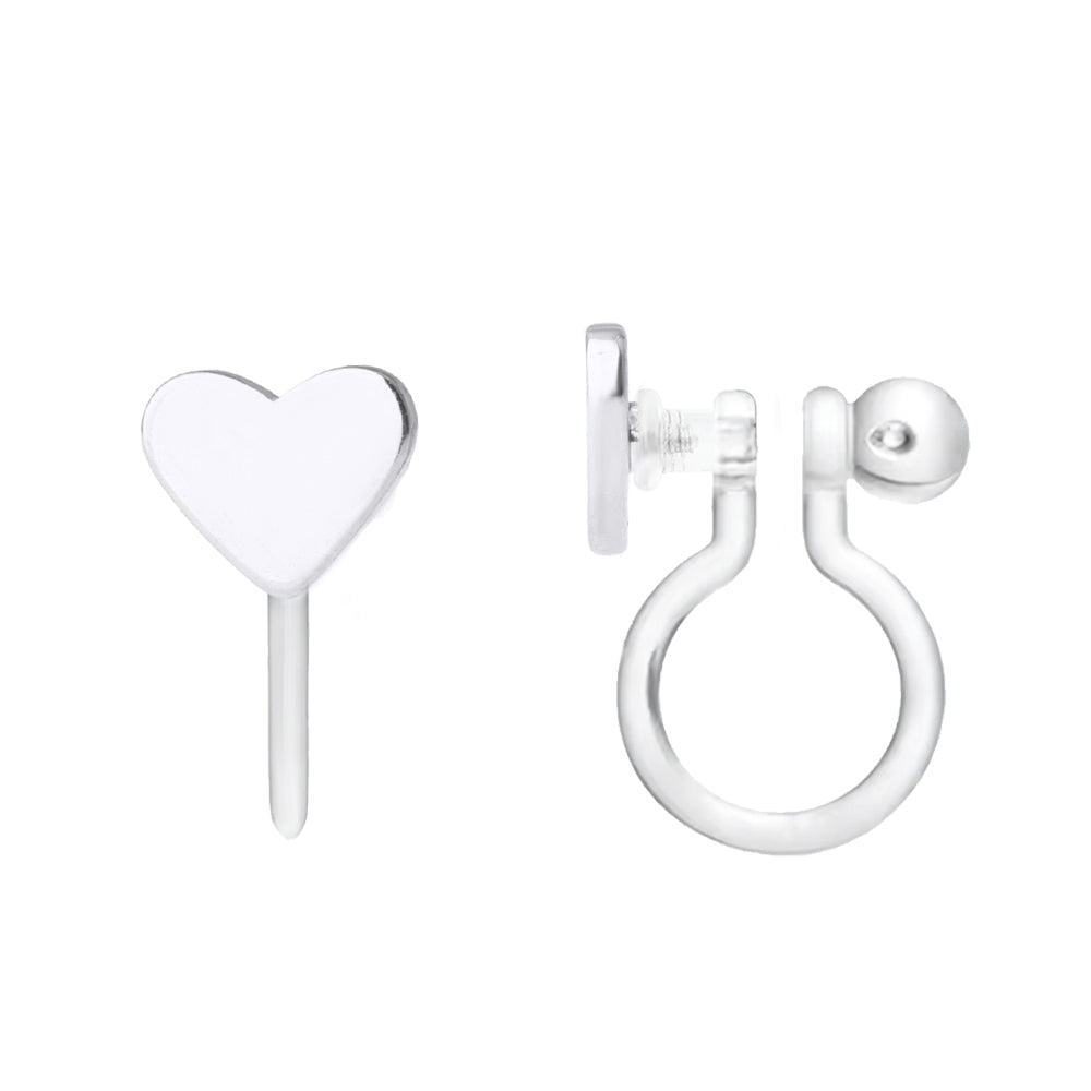 Clip-Ohrringe: Silberne Herzen (Clip-on)