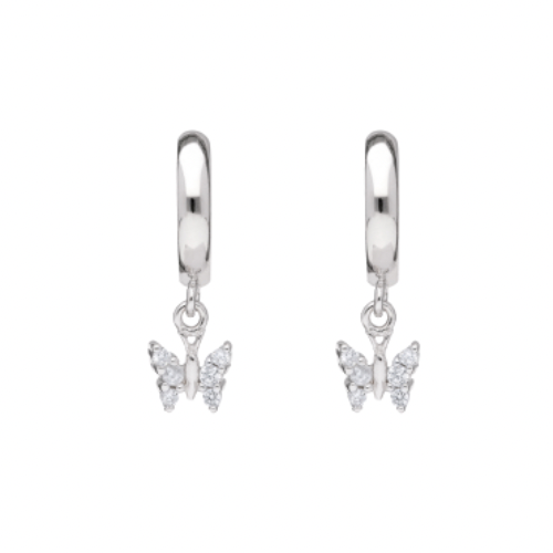 Pendientes infantiles de plata: Mariposas con cristales (criollas)