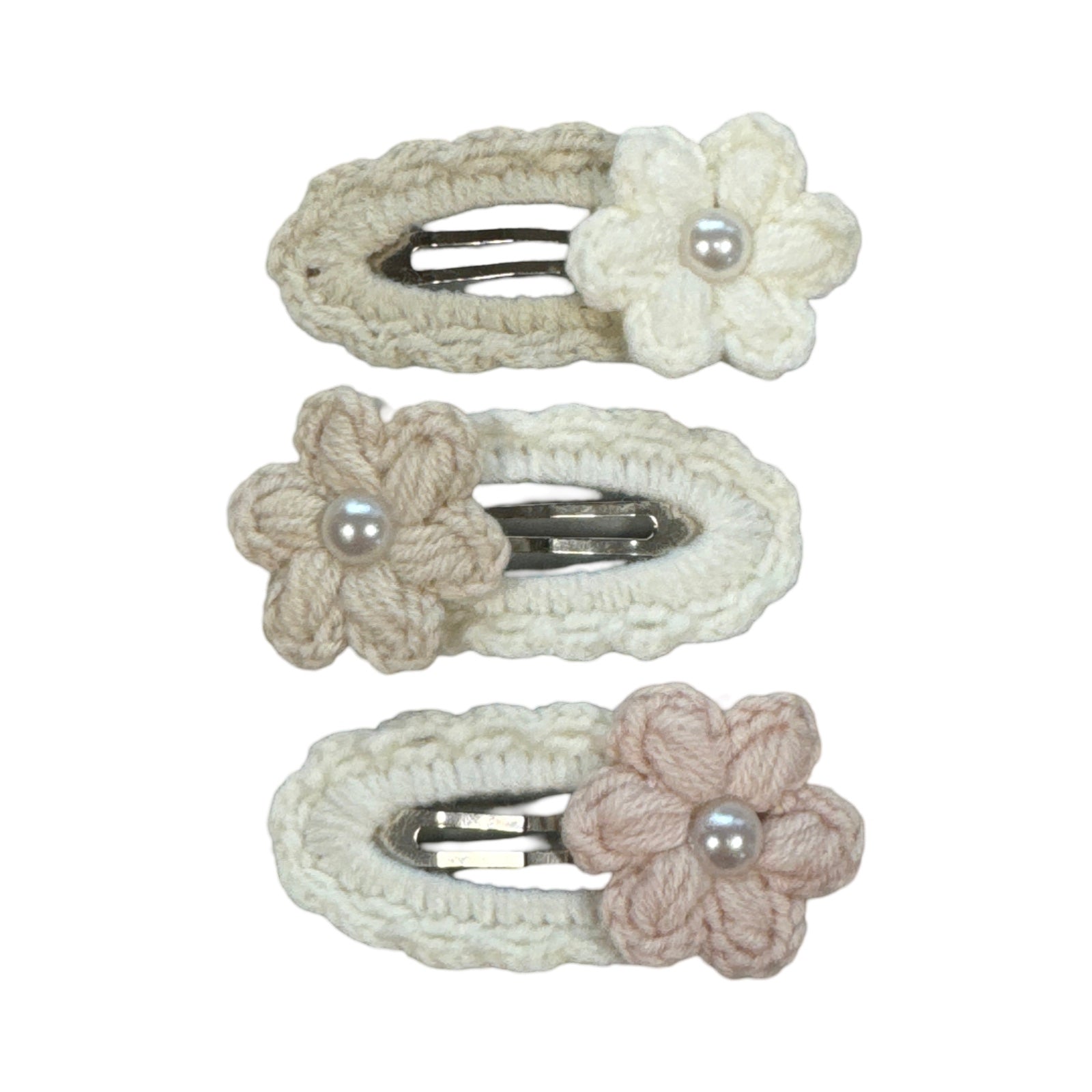 Épingles à cheveux : 3 fleurs beiges