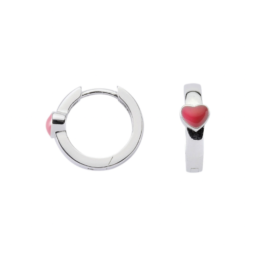 Pendientes infantiles de plata: Rosa oscuro/casi rojo corazón (criollas)