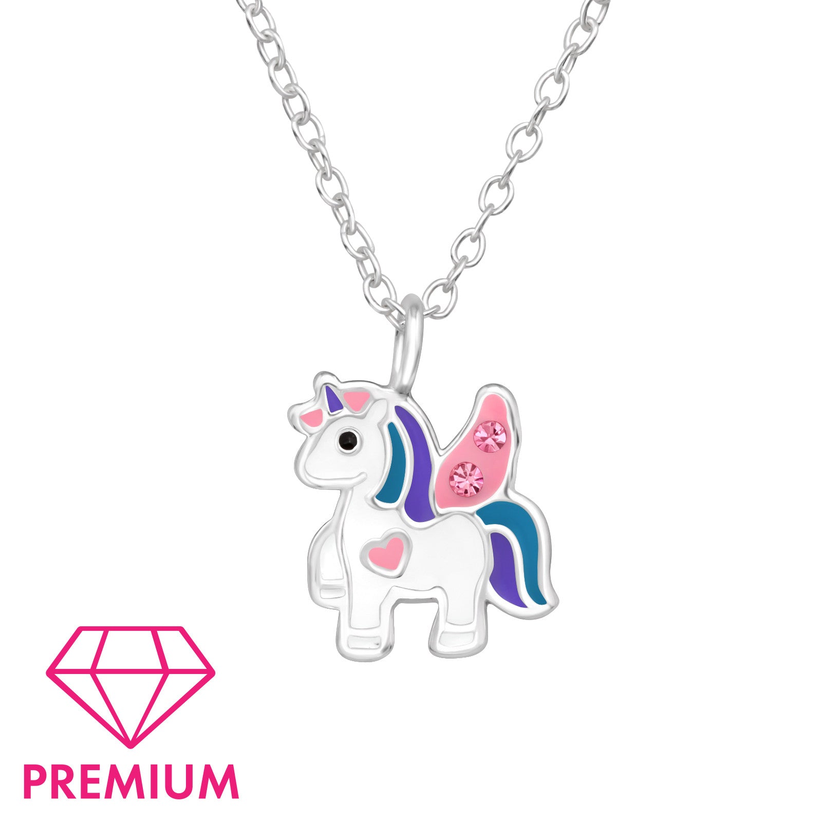 Collier pour enfants en argent : Licorne