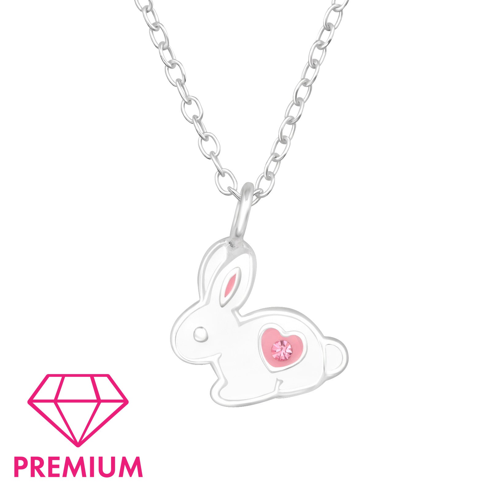 Collier pour enfants en argent Premium : Lapin