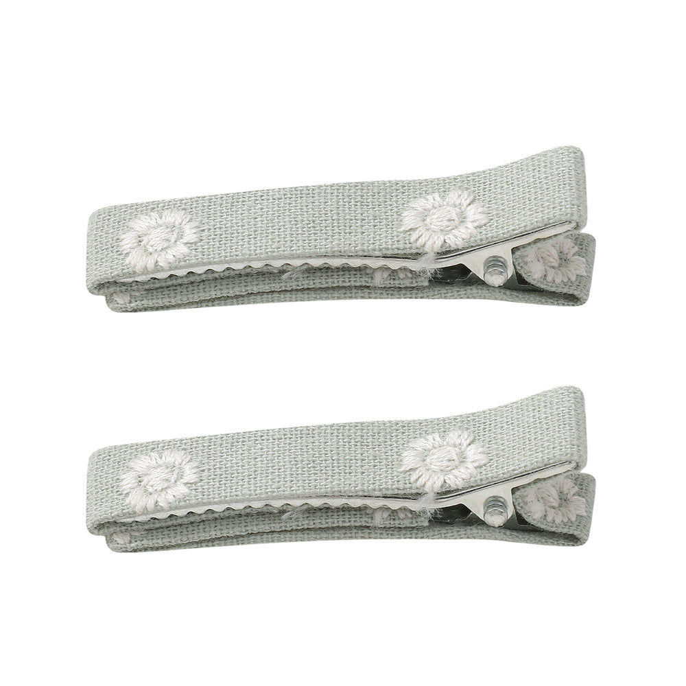Épingles à cheveux : pince à fleur verte (2pcs)