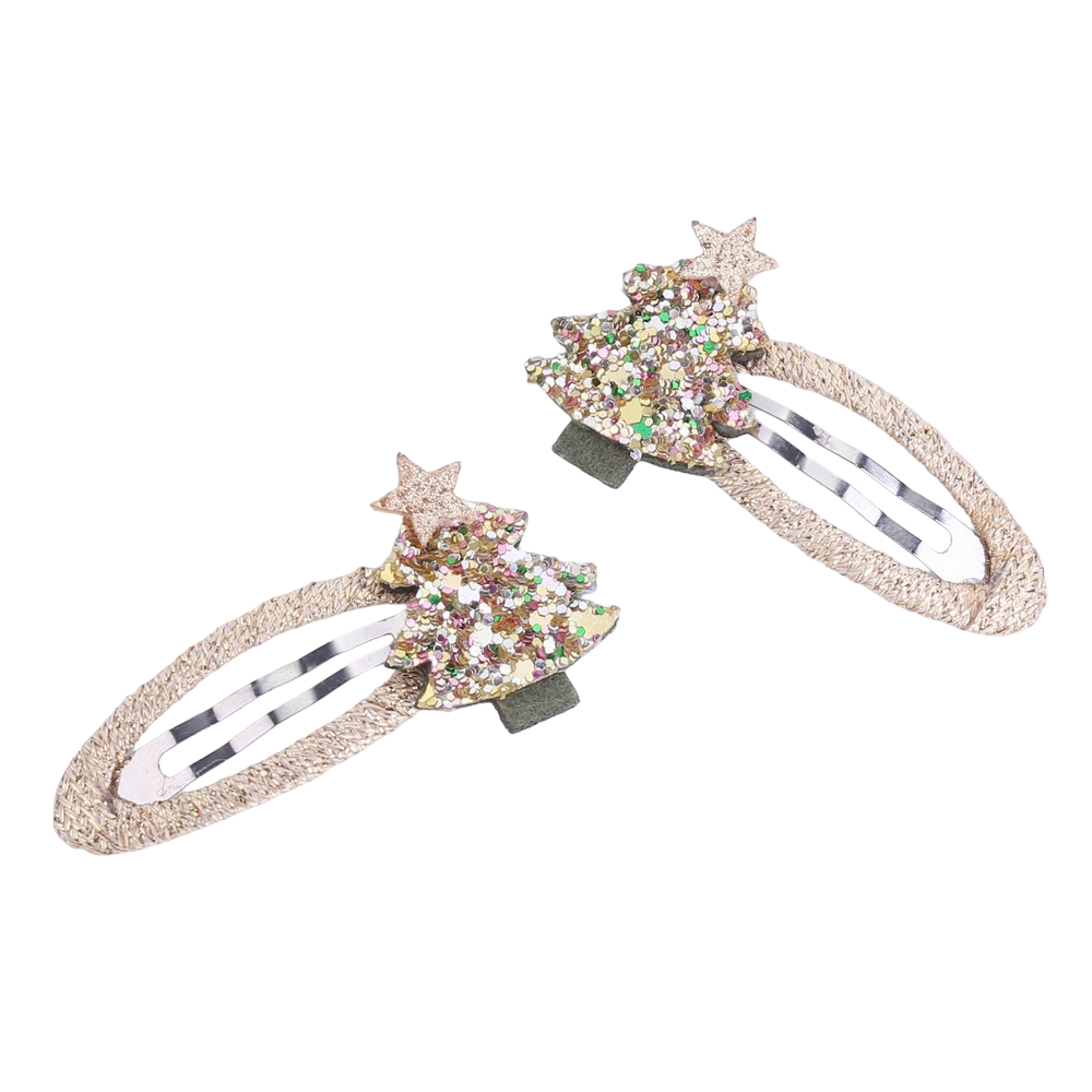 Haarspeldjes: Kerstboompjes goud