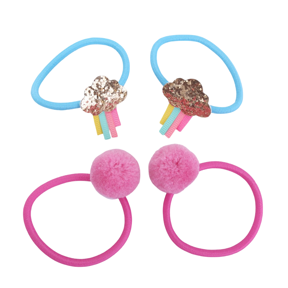 Hårgummiband: Moln och Pompom