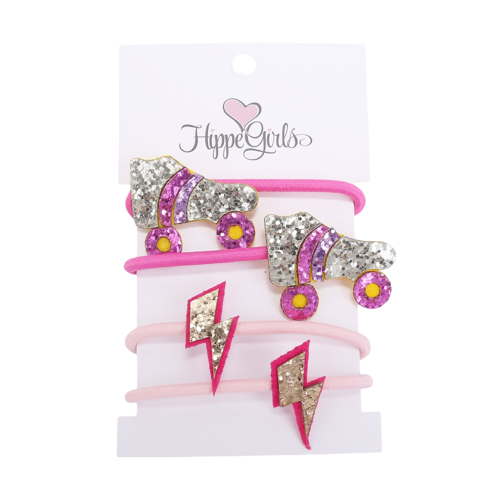 Hair elastic bands: Roller skate and lightning