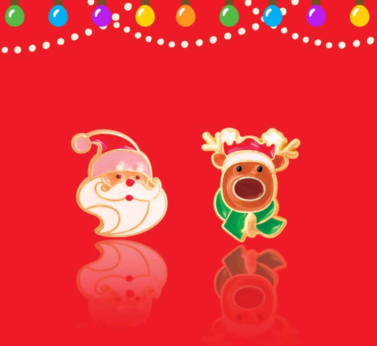 Hypoallergene Ohrringe für Kinder: Weihnachtsmann & Rentier