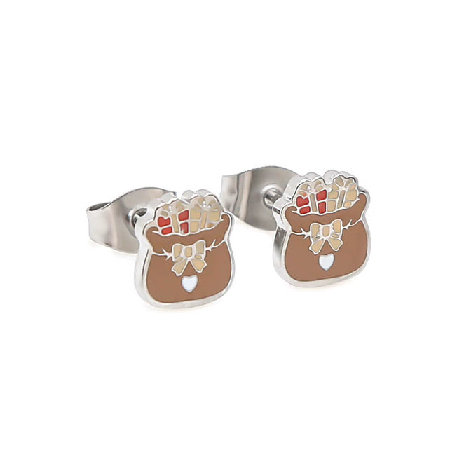 Hypoallergene Nikolaus-Ohrringe für Kinder: Geschenktüte in Beige
