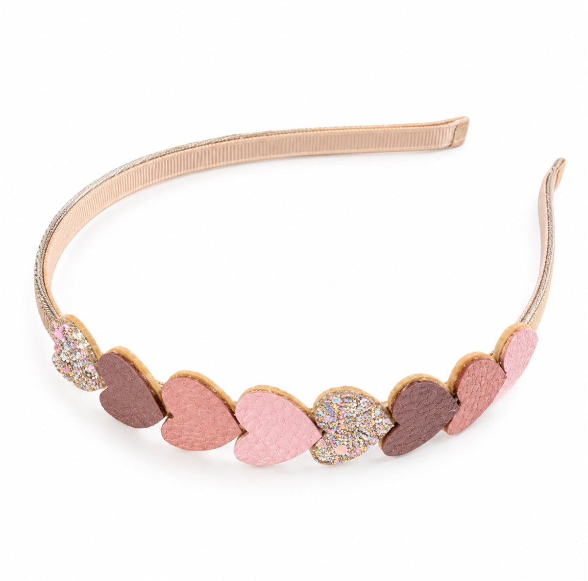 Diadeem: Hartjes diadeem roze & goud glitter