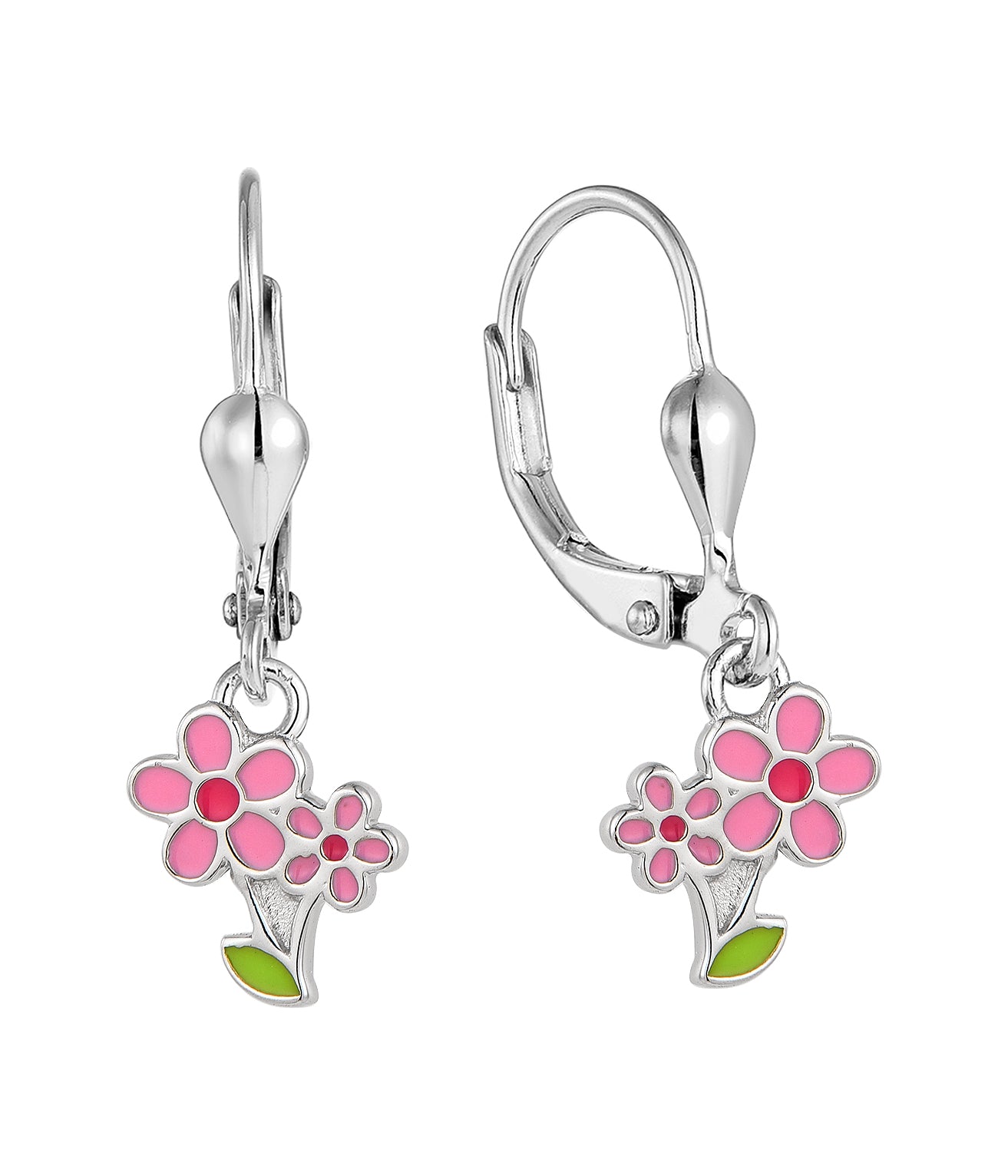 Zilveren kinderoorbellen: Bloemetjes (brisure sluiting)