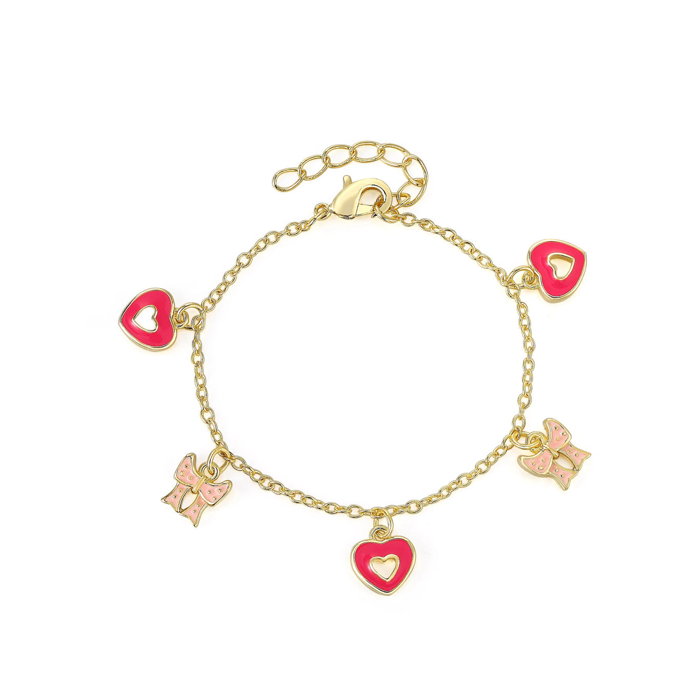 Bracelet pour enfants : Coeurs/boucles hypoallergéniques (or 12K)
