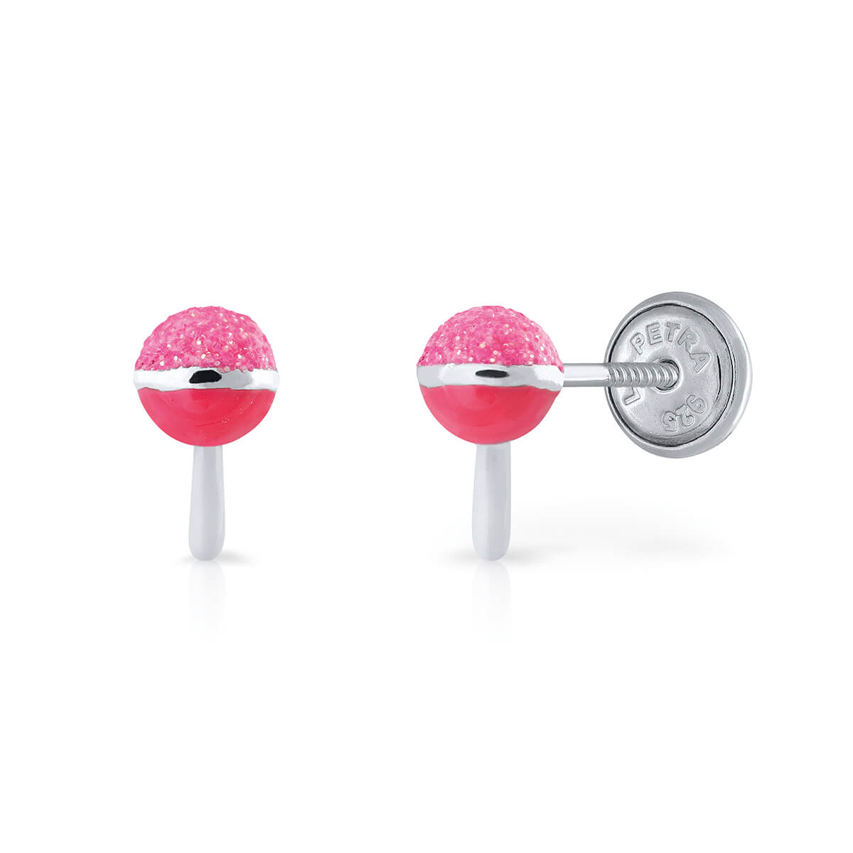 Zilveren kinderoorbellen: Lolly met schroefsluiting (Lapetra)