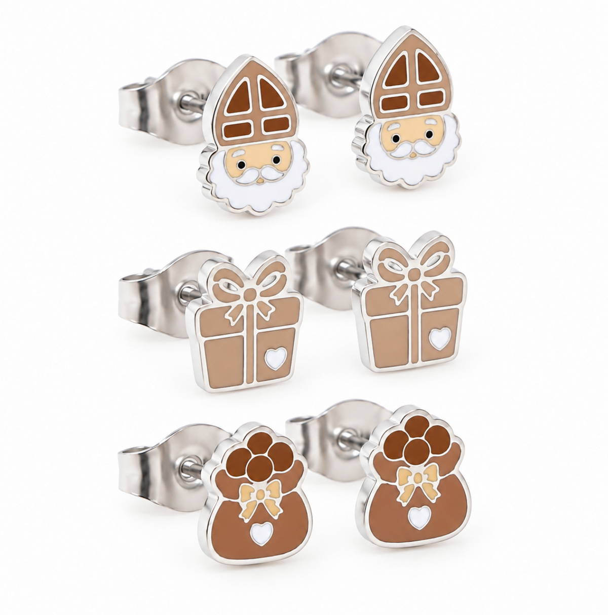 Vorteilsset: Hypoallergene Nikolaus-Ohrringe für Kinder: Trio Beige