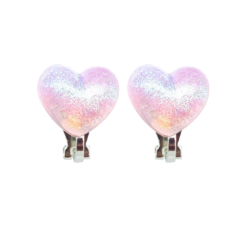 Clip earrings: Light pink hearts