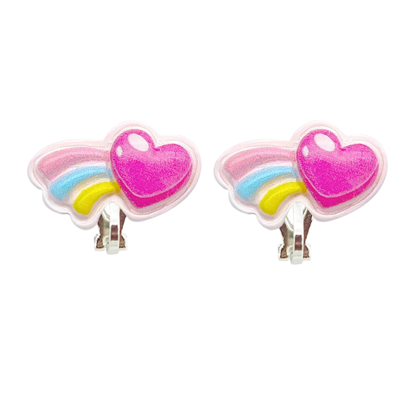 Clip earrings: Rainbow Hearts