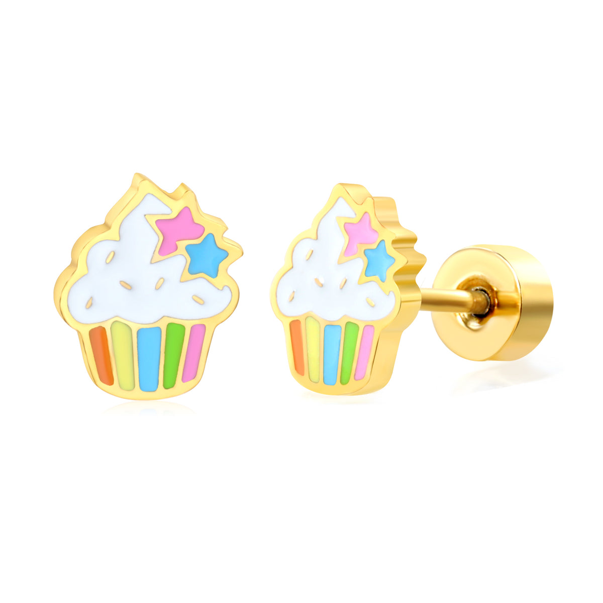 Hypoallergene Ohrringe für Kinder: Cupcake mit Schraubverschluss