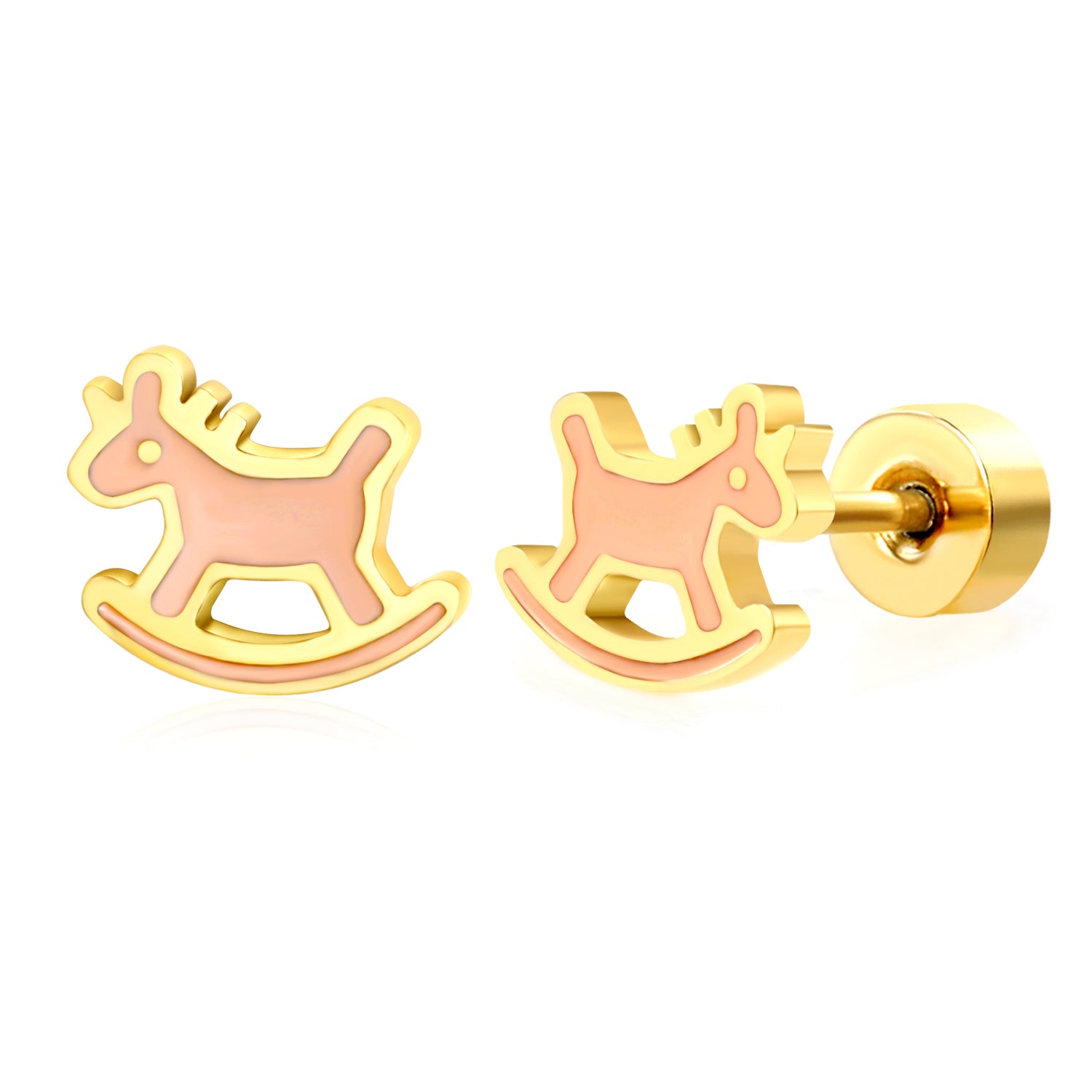 Hypoallergeen kinderoorbellen: Schommelpaardjes met schroefsluiting