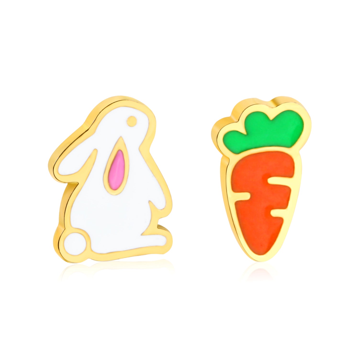 Hypoallergeen kinderoorbellen: Konijn en worteltjes met schroefsluiting