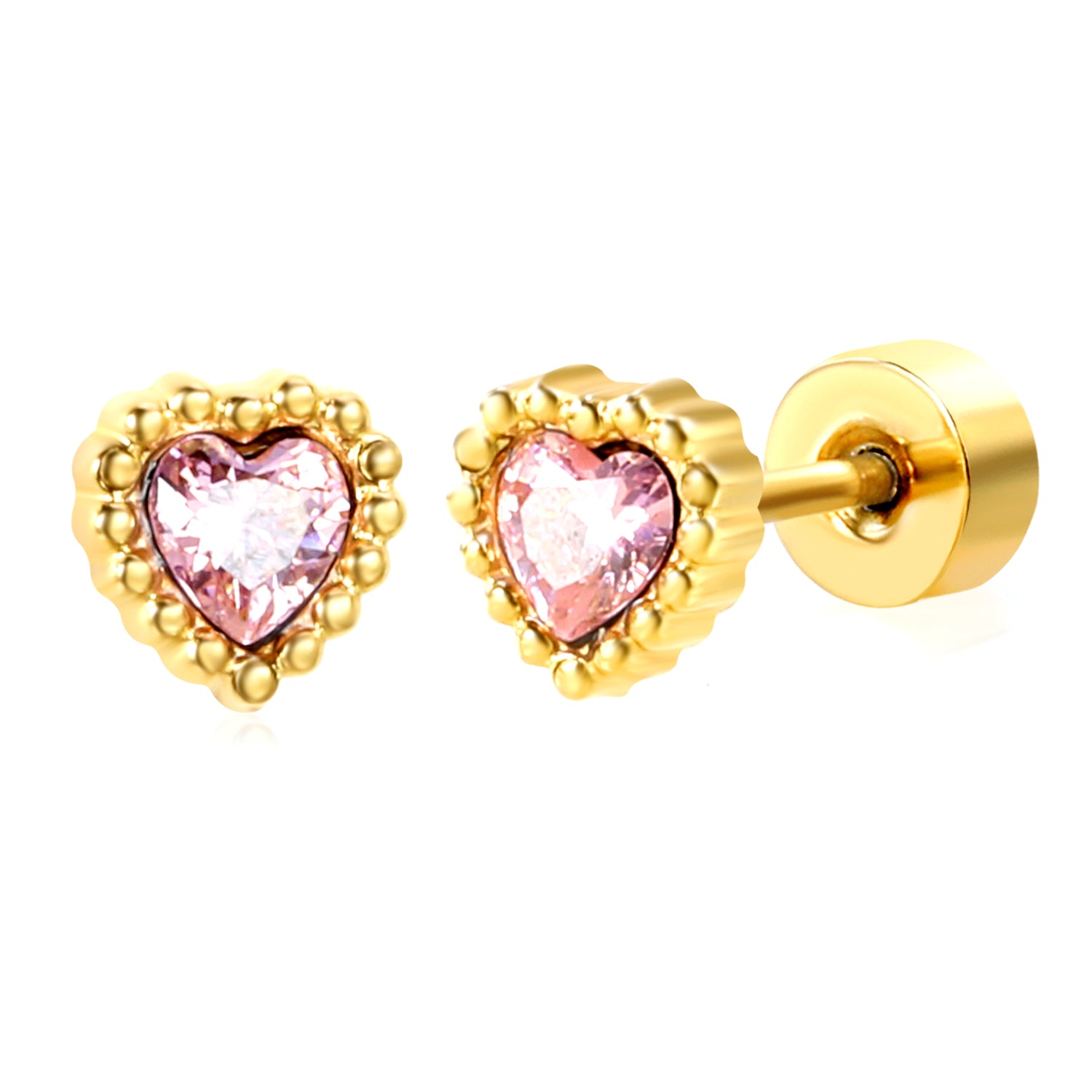 Hypoallergene Ohrringe für Kinder: Rosa Kristallherzen