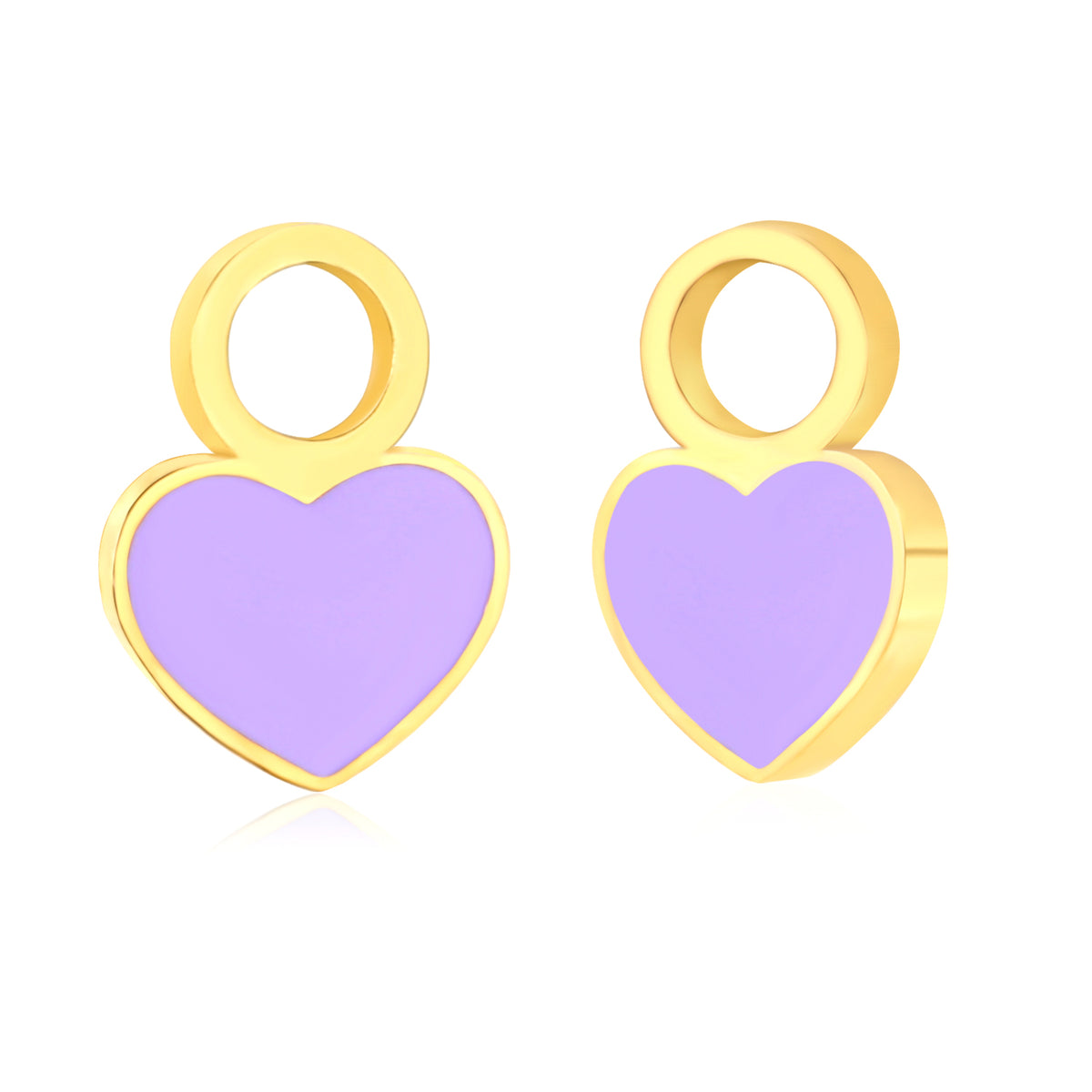Pendientes infantiles hipoalergénicos: Corazones morados Loose charms (criollos)