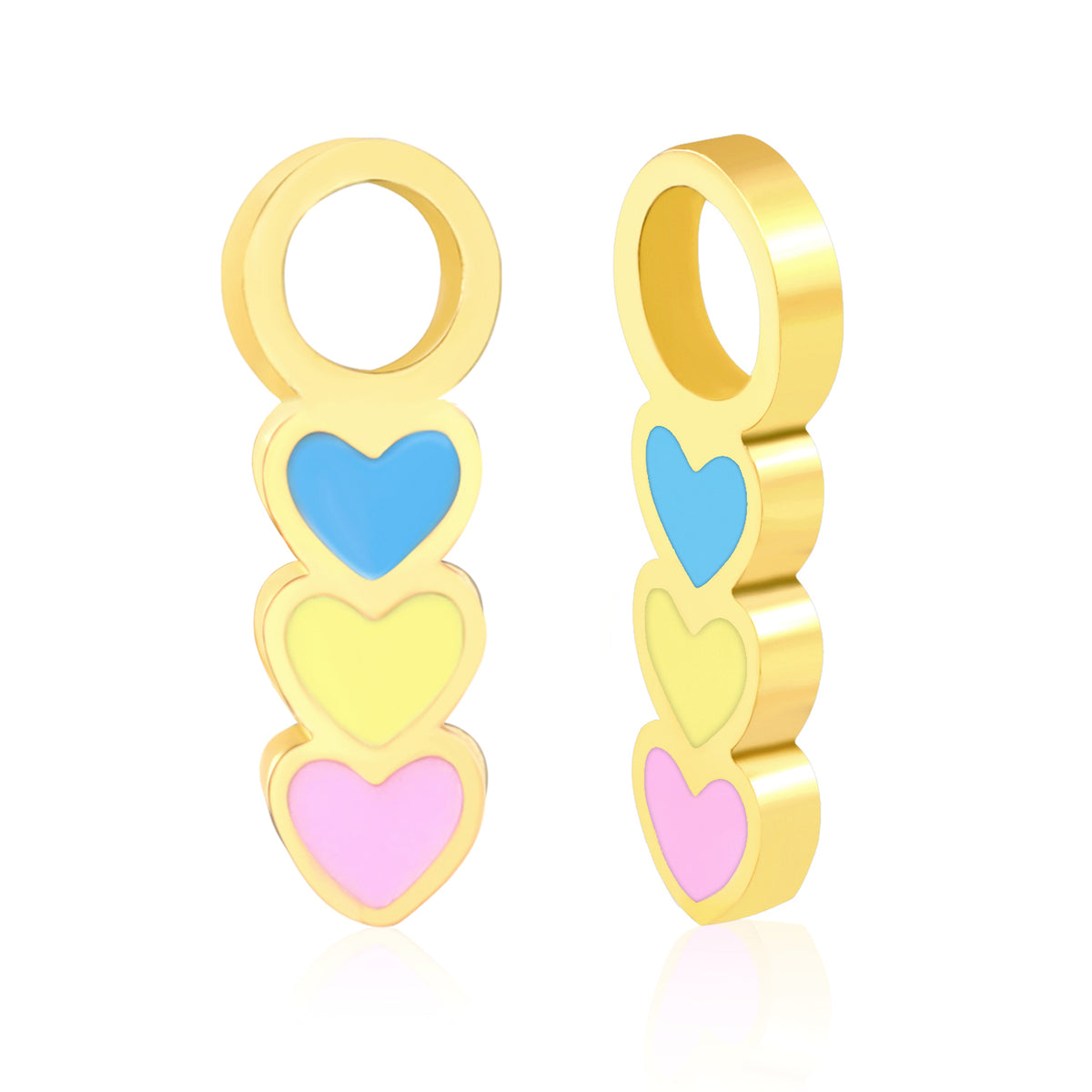 Hypoallergene Kinderohrringe: 3 Herzen Loose Charms (Creolen)