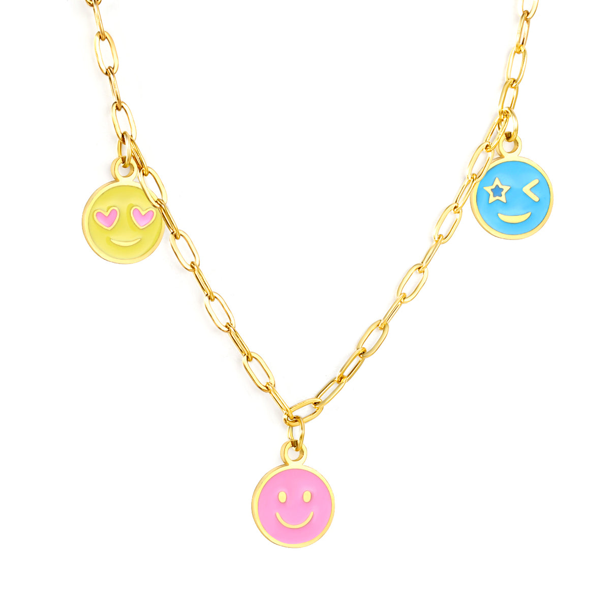 Hypoallergenisk børnehalskæde: Farvede smileys