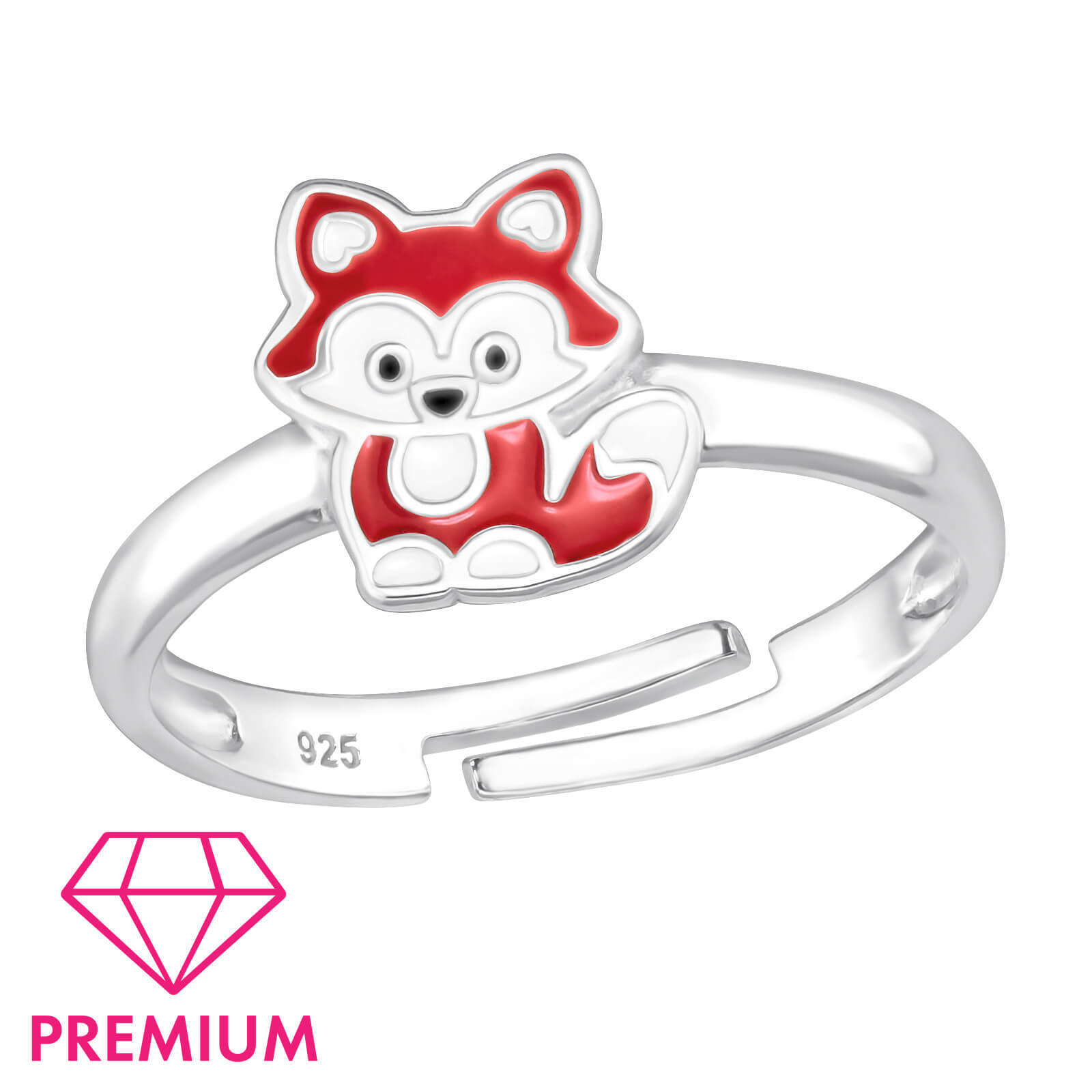 Bague réglable en argent pour enfants : renards