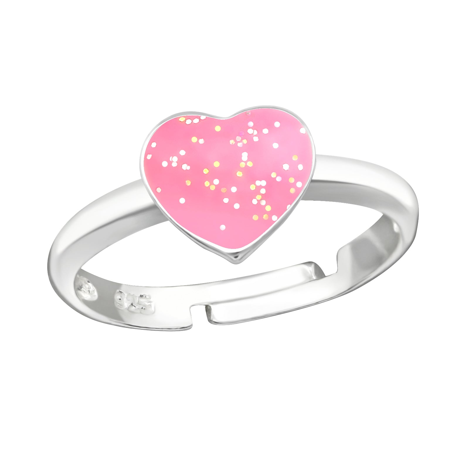 Bague réglable en argent pour enfants : Coeur avec pattes