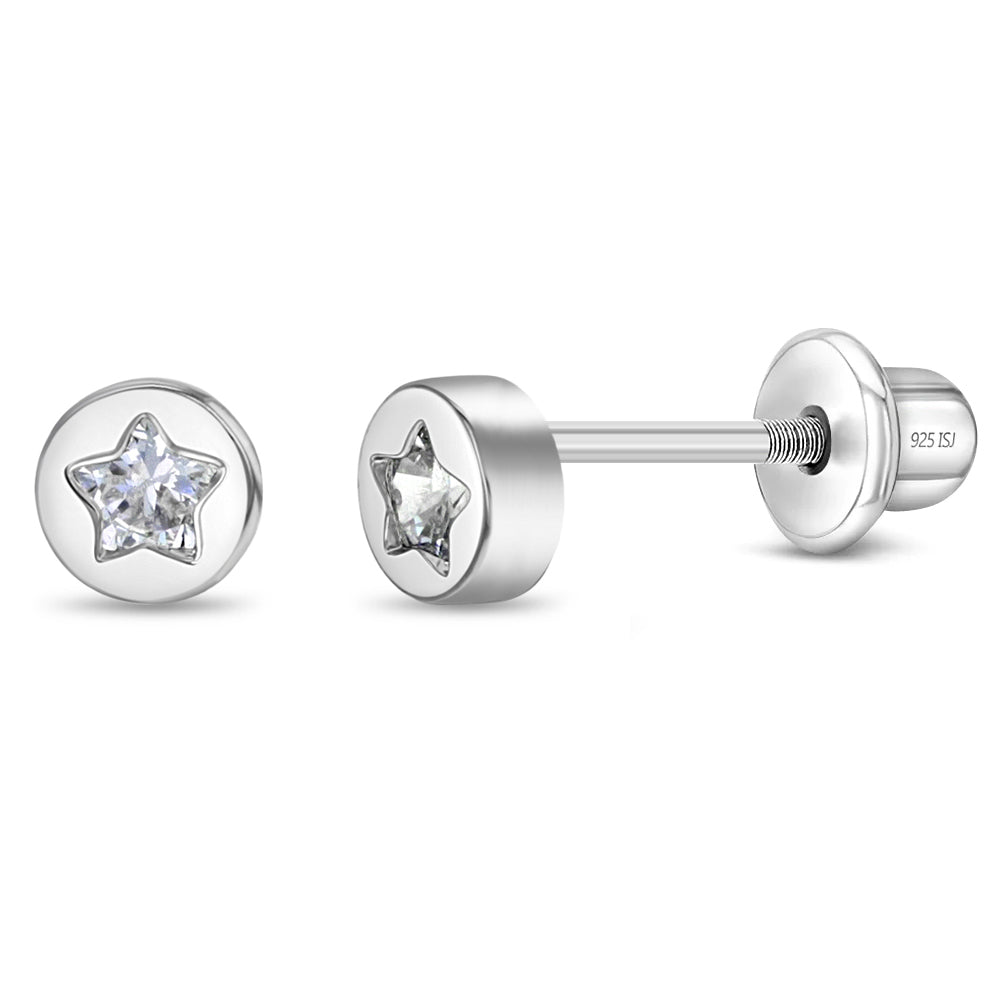 Silver children's earrings: Star crystal - Main Image