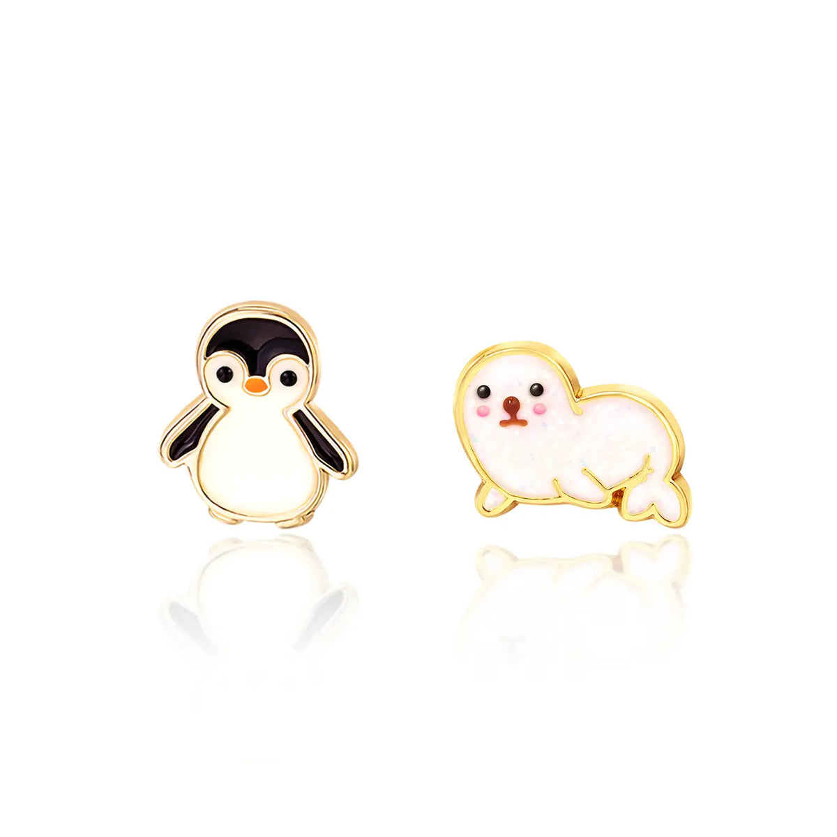 Hypoallergene Kinderohrringe: Pinguin und Seehund