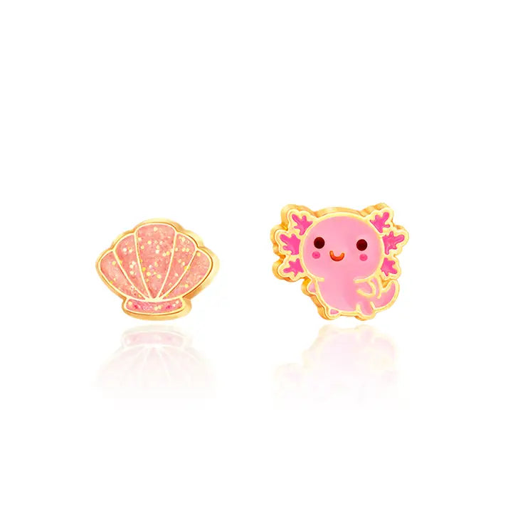 Hypoallergene Kinderohrringe: Muschel und Axolotl