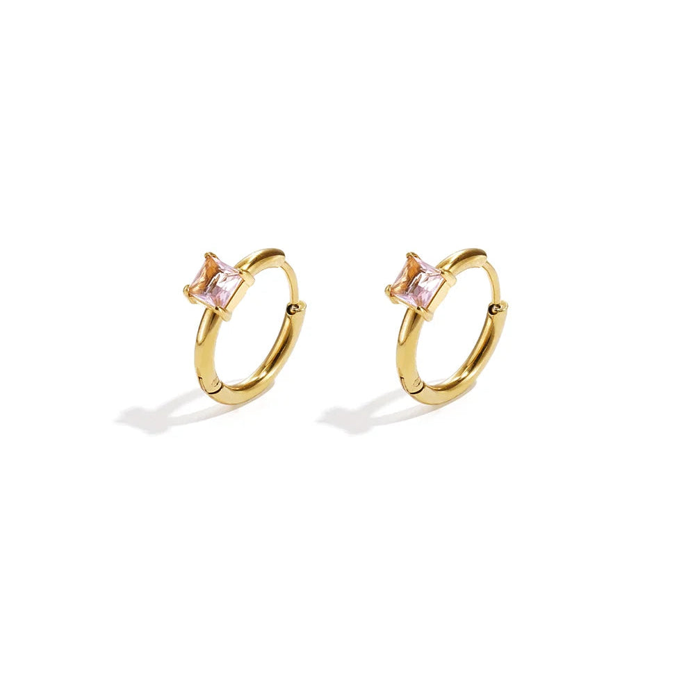 Chirurgisch stalen oorbellen: Creolen Yfke roze (gold)