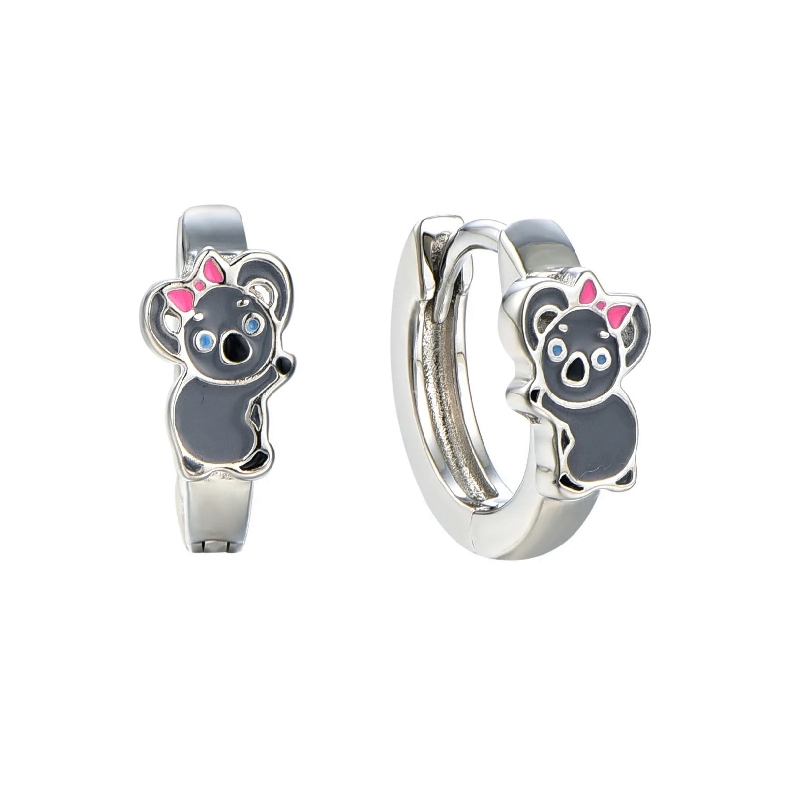 Pendientes infantiles de plata: Creoles con koala